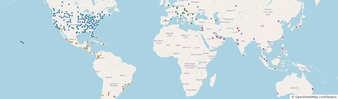 World map with stem cell clinic locations marked